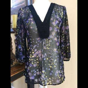 Sheer, floral blouse by Elle